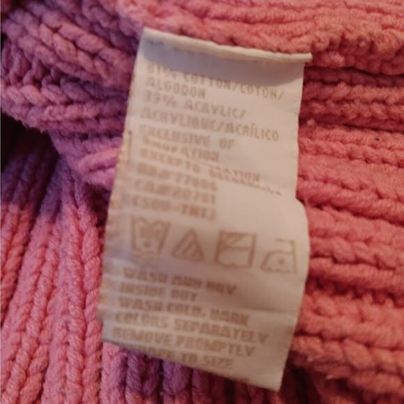 Gently Used Tommy Hilfiger Pink Crocheted Cropped Long Sleeve Sweater Size XL - Picture 7 of 7